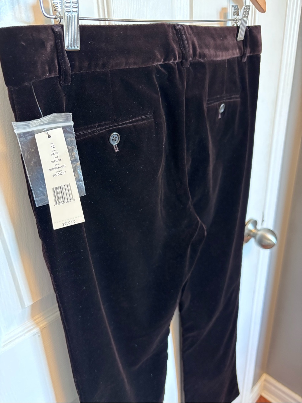 Theory Max C Velvet Pants Trousers NWT Brown Bittersweet Size 12 Large